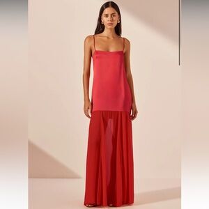 (NET) Moraya Dropped Waist Maxi Dress - Chilli